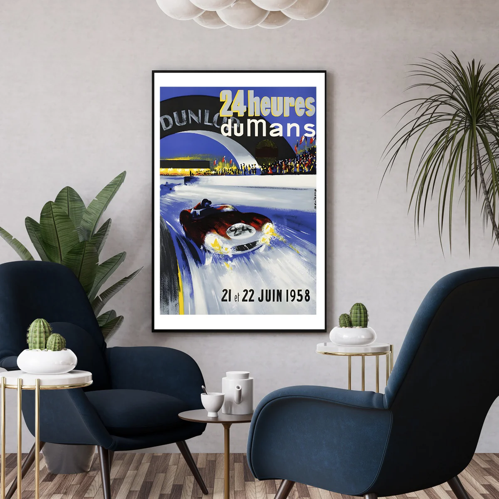 Affiche Vintage Course Auto - 24H du Mans 1958