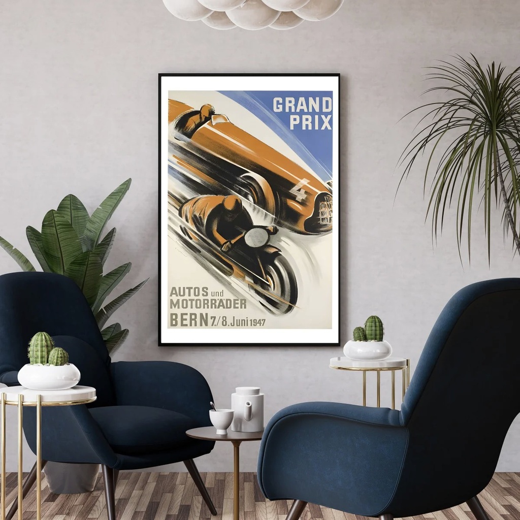Affiche vintage Auto Moto - Grand prix Bern 1947