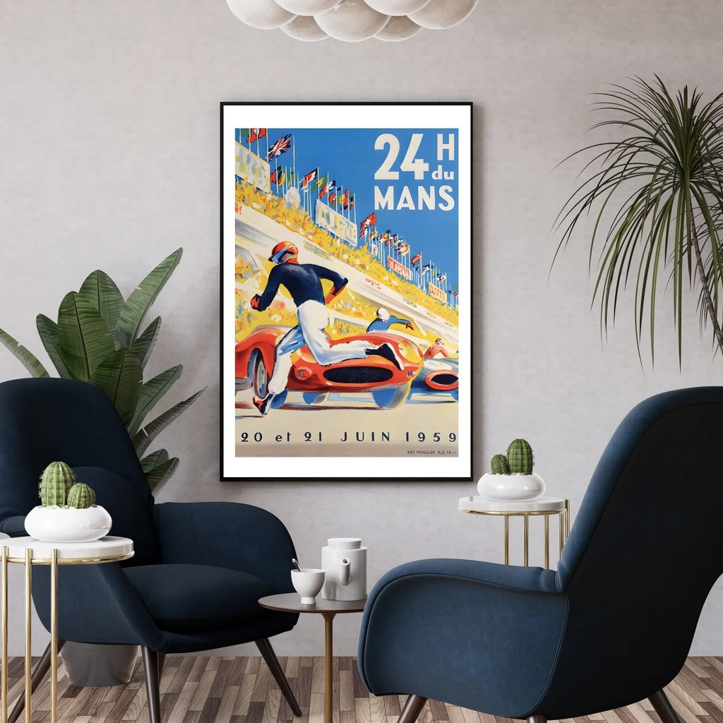 Affiche Vintage Course Auto - 24H du Mans 1959