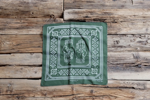 [154-SH1006] Foulard en Coton&quot; Hand of perception&quot; Vert
