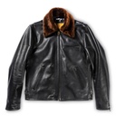 “Varenne” Fur Collar Black Leather Jacket