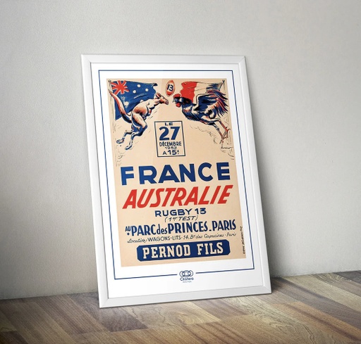 Affiche Match Rugby - France Australie 1952