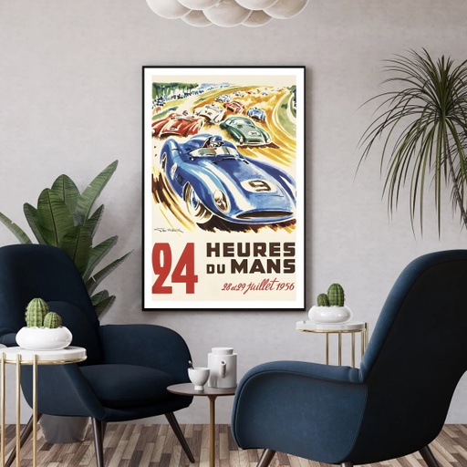 Affiche Vintage Course Auto - 24H du Mans 1956