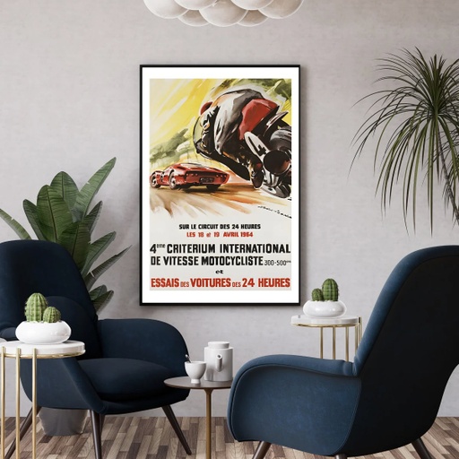 Affiche Retro Motos - Critérium Vitesse 24H du Mans 1954