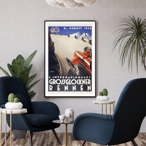 Affiche vintage Course Auto - Grossglockner Rennen 1935