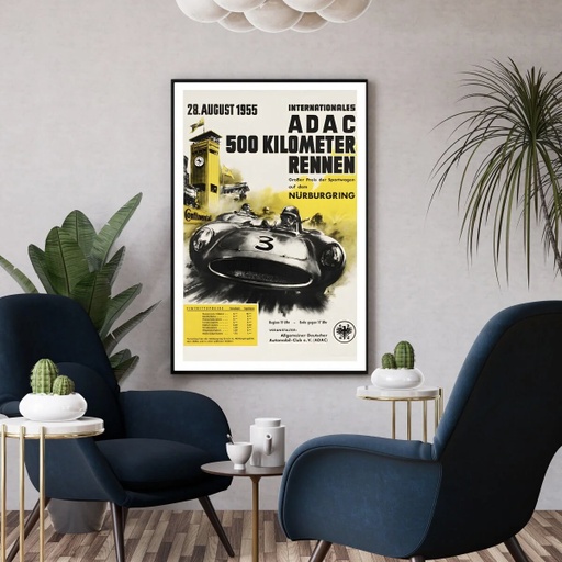 Affiche Retro Course Auto - 500 kilometres Nurburgring