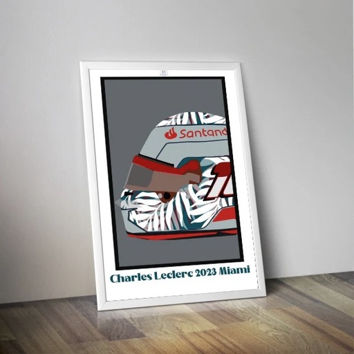 Affiche Formule 1 - Casque Charles Leclerc Miami 2023